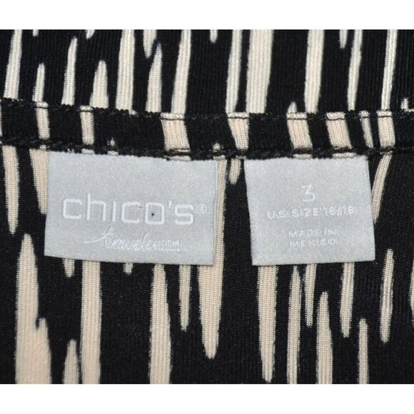 Chico's Travelers Black & White Scoop Neck Cap Sleeve Blouse Top Size 3 XL 16 - Picture 8 of 10